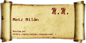 Metz Milán névjegykártya